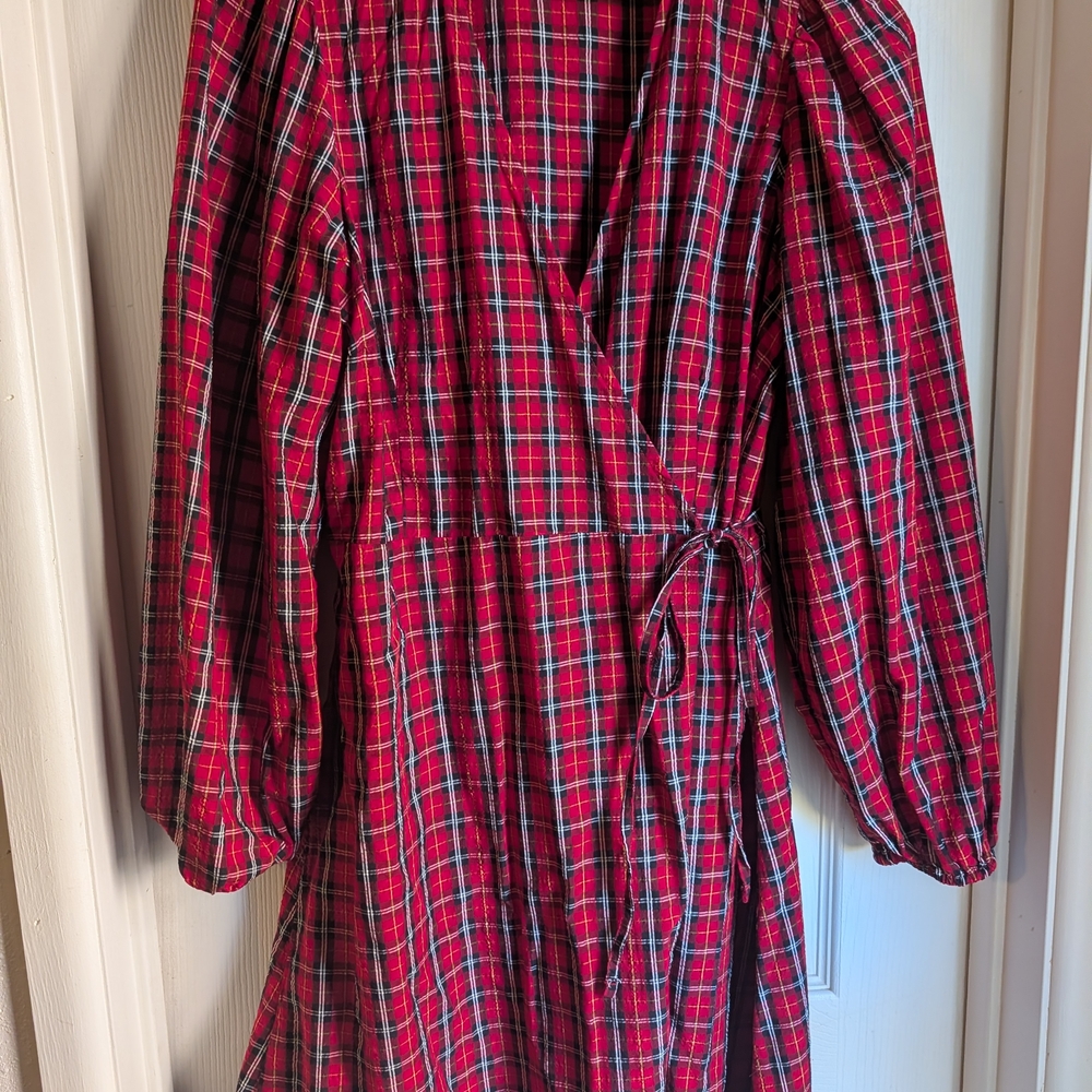 Old Navy Red Plaid Midi Dress